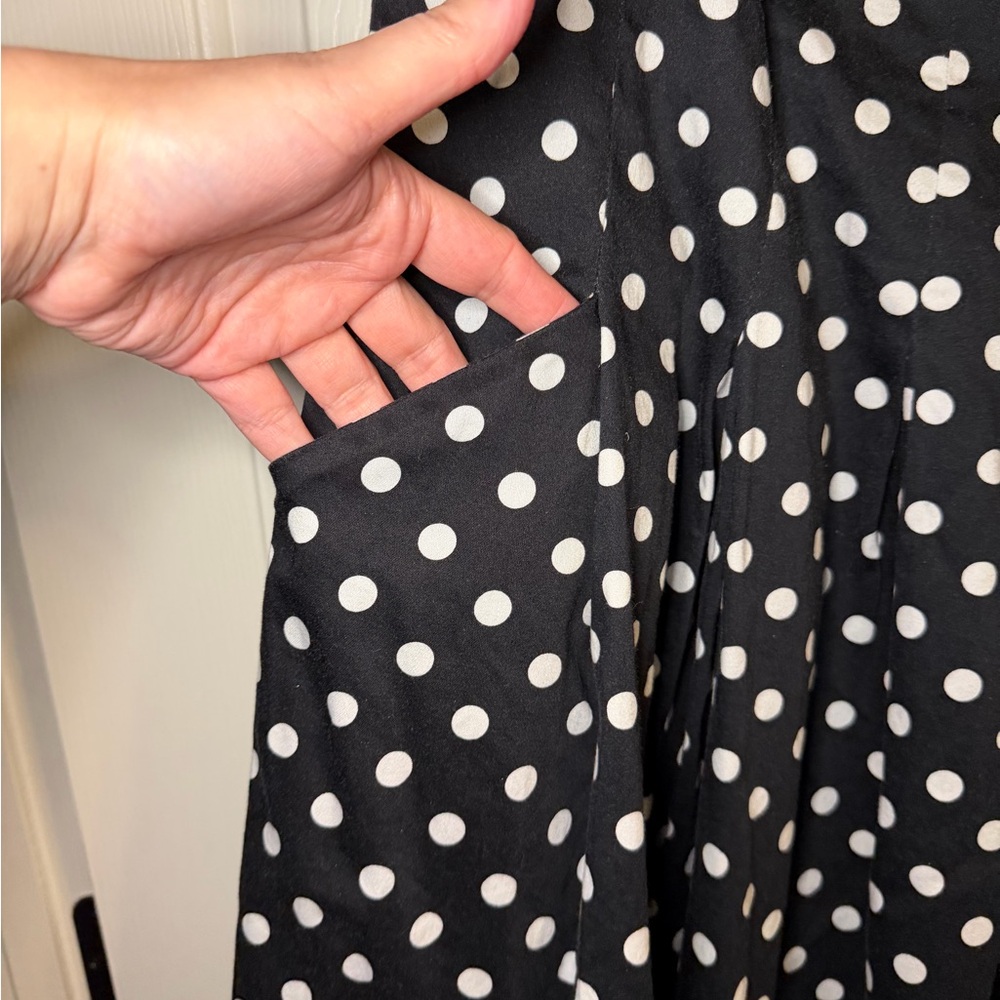 Chaps Black and White Polka Dot Dress - Picture 3 of 5